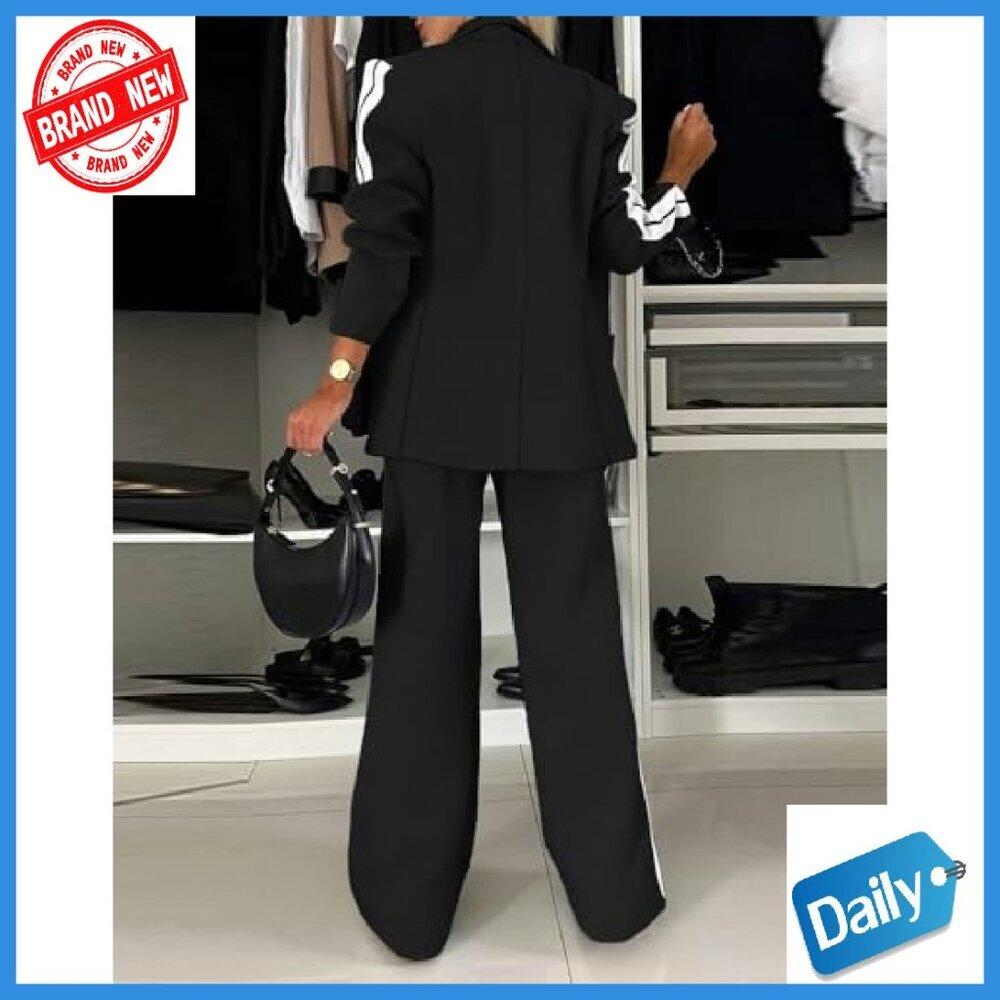 Women's Two Piece Blazer Pants Set Business Casual Suit Tailored Fit - Picture 6 of 8
